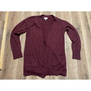 SO Sweater, Women's Size Small, Maroon, Open Cardigan, Long Sleeve